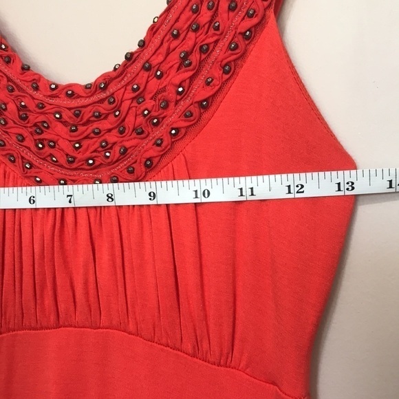 SOPRANO orange sleeveless beaded maxi dress size Small - Picture 7 of 10